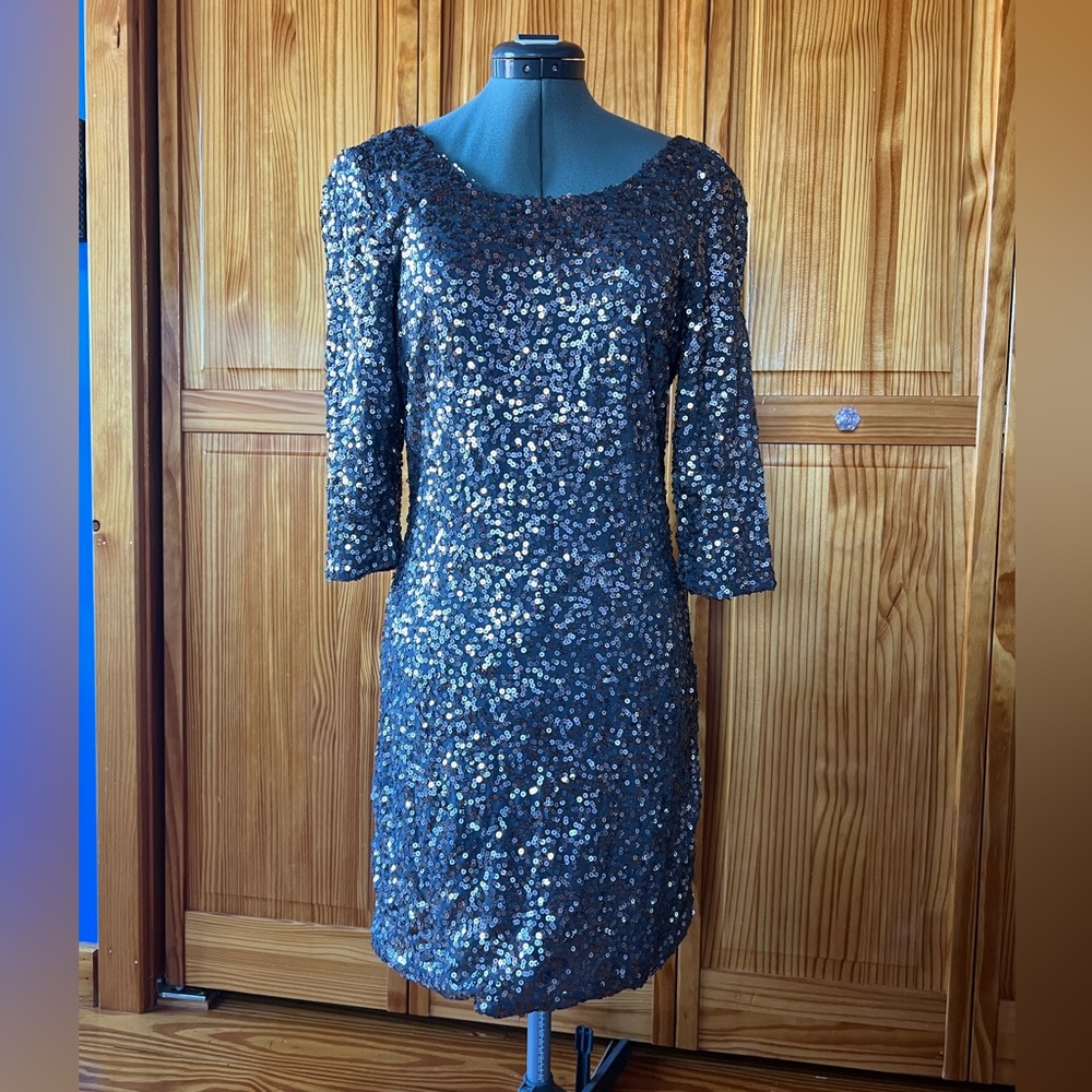 LC Lauren Conrad Sparkling Silver Sequin Mini Dress Size XS